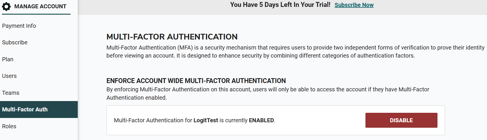 Remove 2FA for an Account