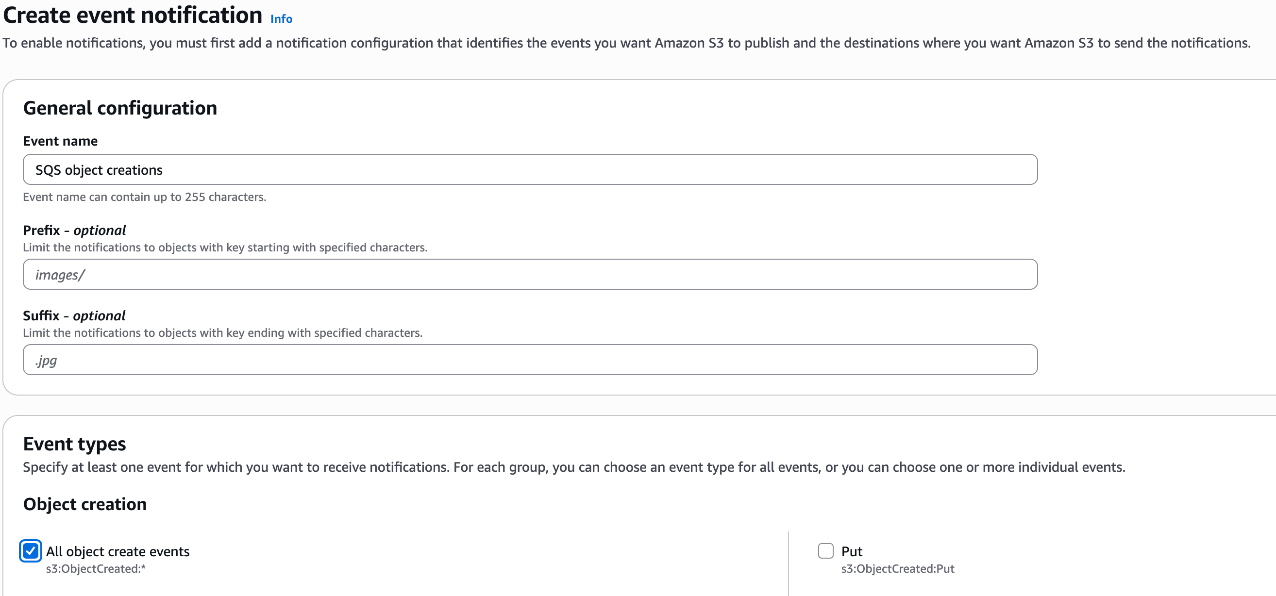 S3 event notification creation